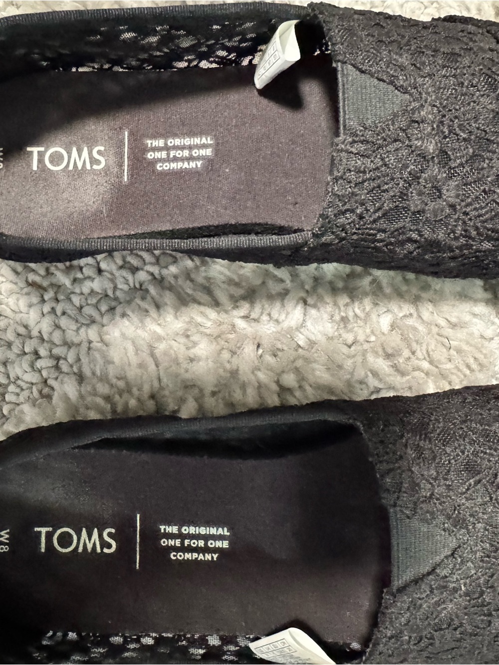 TOMS Black Lace Slip-On Shoes